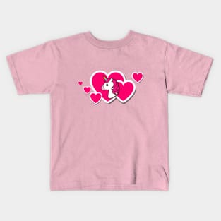 Unicorn Icon with Hearts "I LOVE YOU" Kids T-Shirt